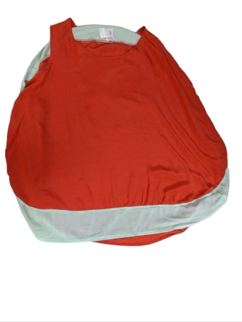 Line & Dot 100% Silk Colorblock Blouse Orange Mint Asymmetrical Tank Top Med